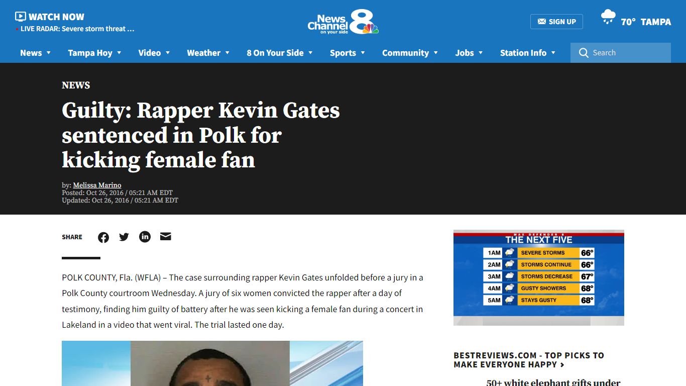Guilty: Rapper Kevin Gates sentenced in Polk for kicking female fan - WFLA