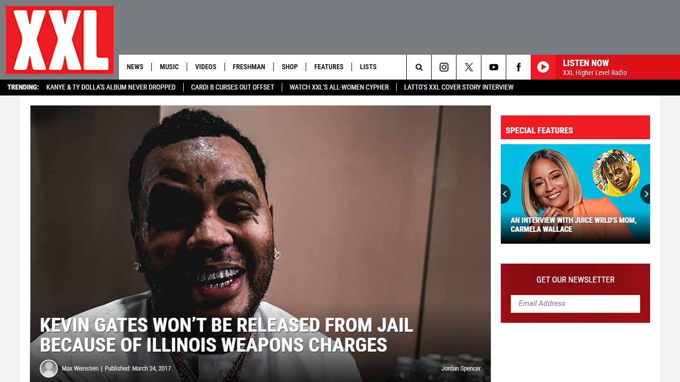 Kevin Gates Held in Jail Because of Illinois Weapons Charges - XXL